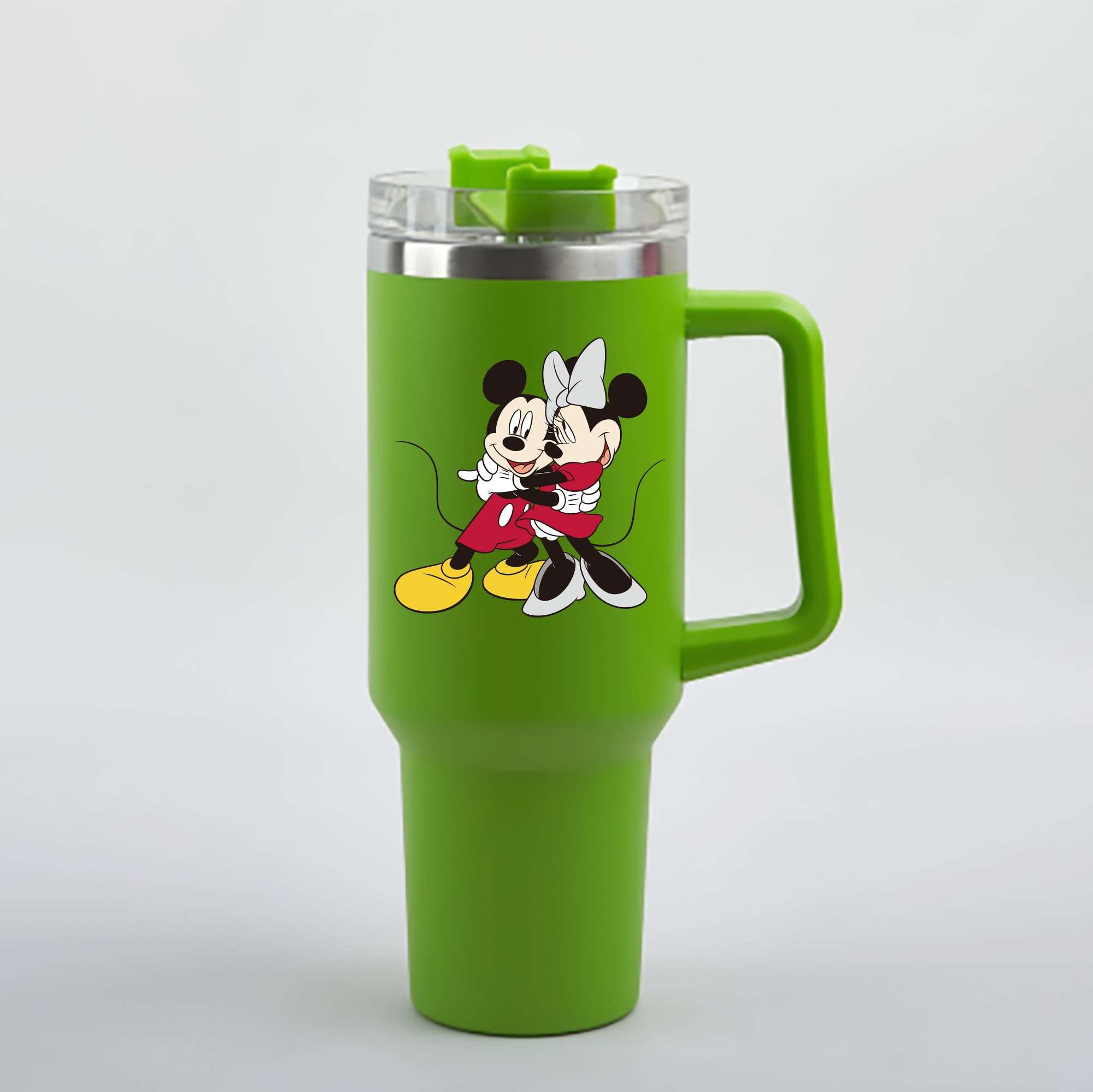 （画像用） ミッキーマウス Mickey Mouse 1200mL車用タンブラー - クリスタルステッカー（プラスチックストロー付き）